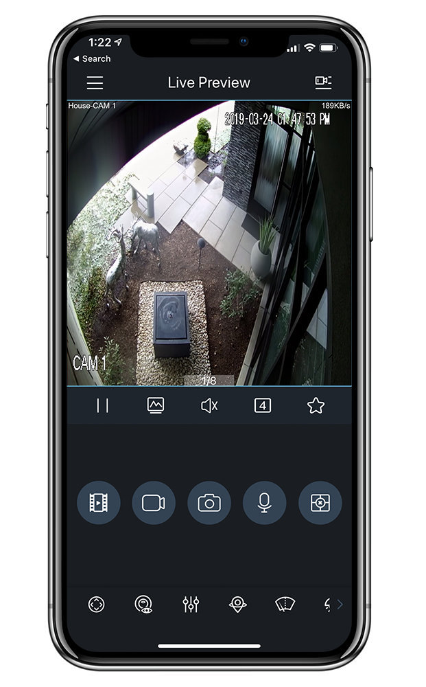 smart phone app displaying video surveillance daytime image
